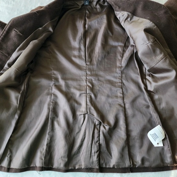 GAP Chore Coat Womens Medium Twill Peacoat Jacket Brown Blazer Grandpa Utility - Picture 12 of 16